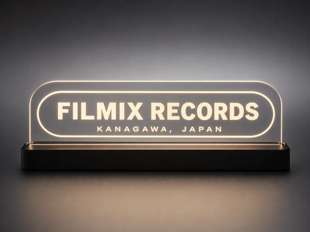 FILMIX RECORDS Acrylic Sign Light — warm glow desk sign